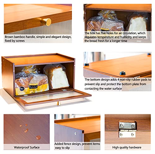 Large Farmhouse Bamboo Bread Box with Window E206869