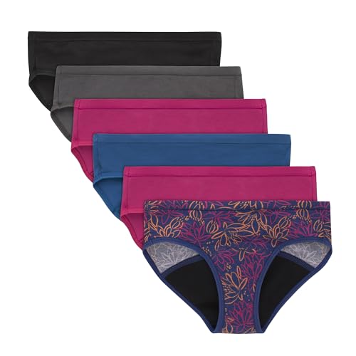 Girls' Boys' Short & Hipster Period Underwear, Moderate Protection, Multi-Pack O7518