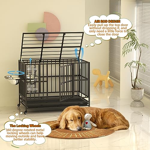 Heavy Duty Dog Crate with Wheels and Removable Tray L24753