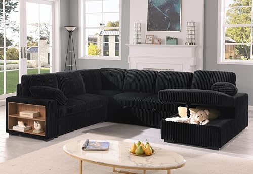 Oversized U Shaped Sleeper Sectional Sofa with Storage Chaise M788
