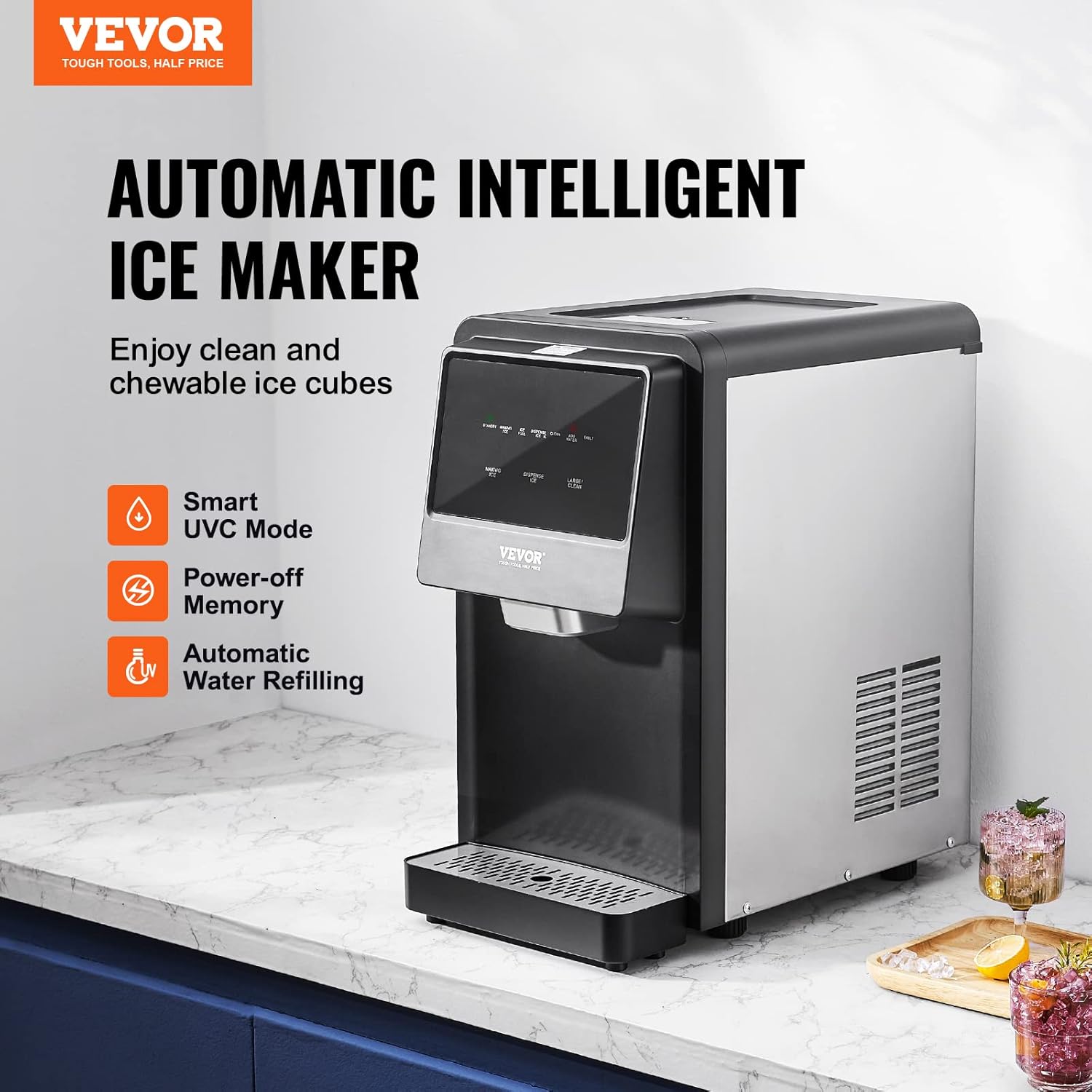 62lbs Countertop Nugget Ice Maker with Self-Cleaning O581523