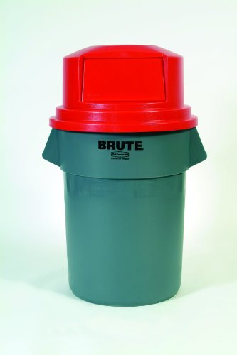 Red HDPE Dome Top Waste Lid for 55 Gal Trash Cans B701659
