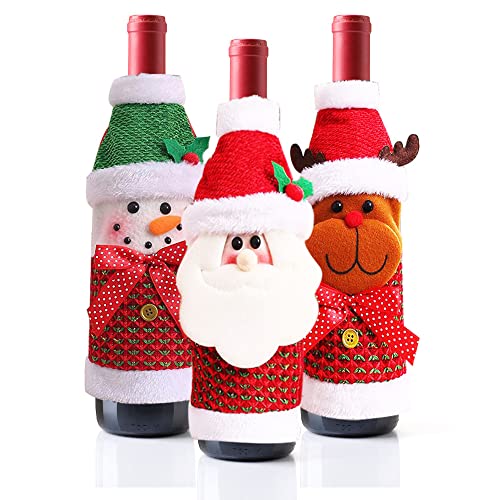 3 Pack Christmas Wine Bottle Bags - Red & Green T12827