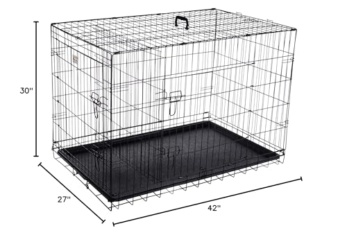 42-Inch Collapsible Dog Crate with Divider Wall Panel (Black) I710924