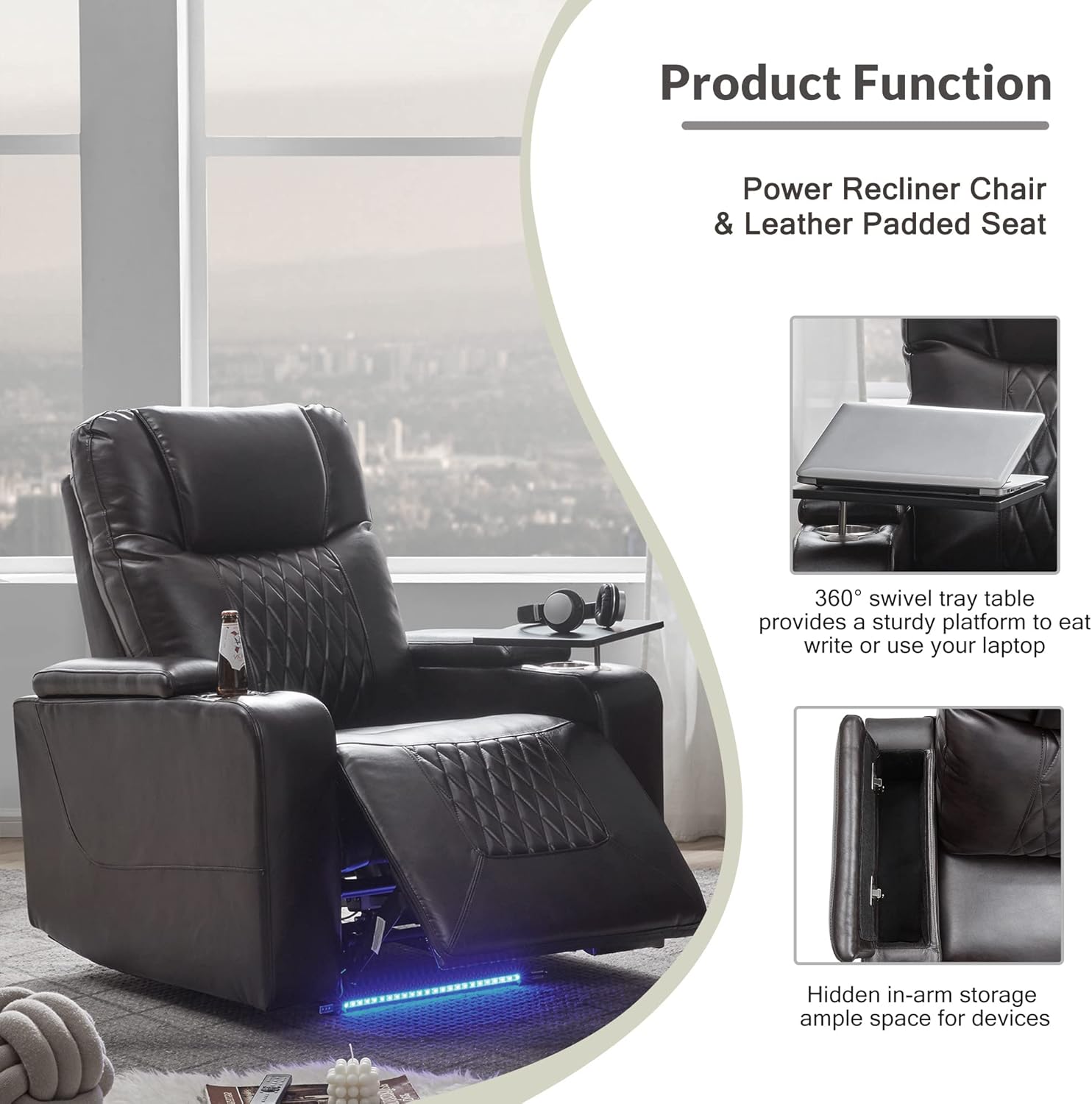 Power Recliner Chair with USB Port and Cup Holders G976958