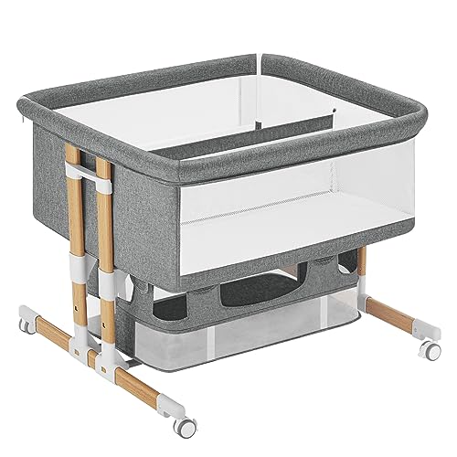 3 in 1 Baby Bassinet Bedside Sleeper with Storage, Grey L5542