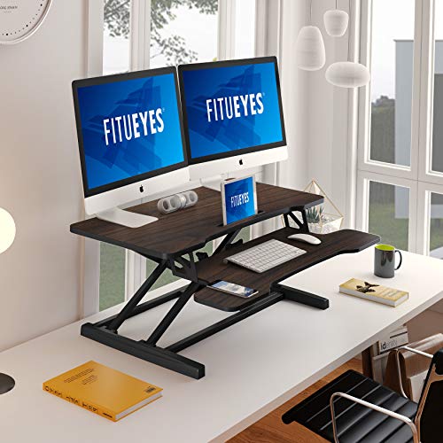 Height Adjustable Standing Desk 36" Wide Sit to Stand Converter Desk Tabletop Workstation for Dual Monitor Riser M561