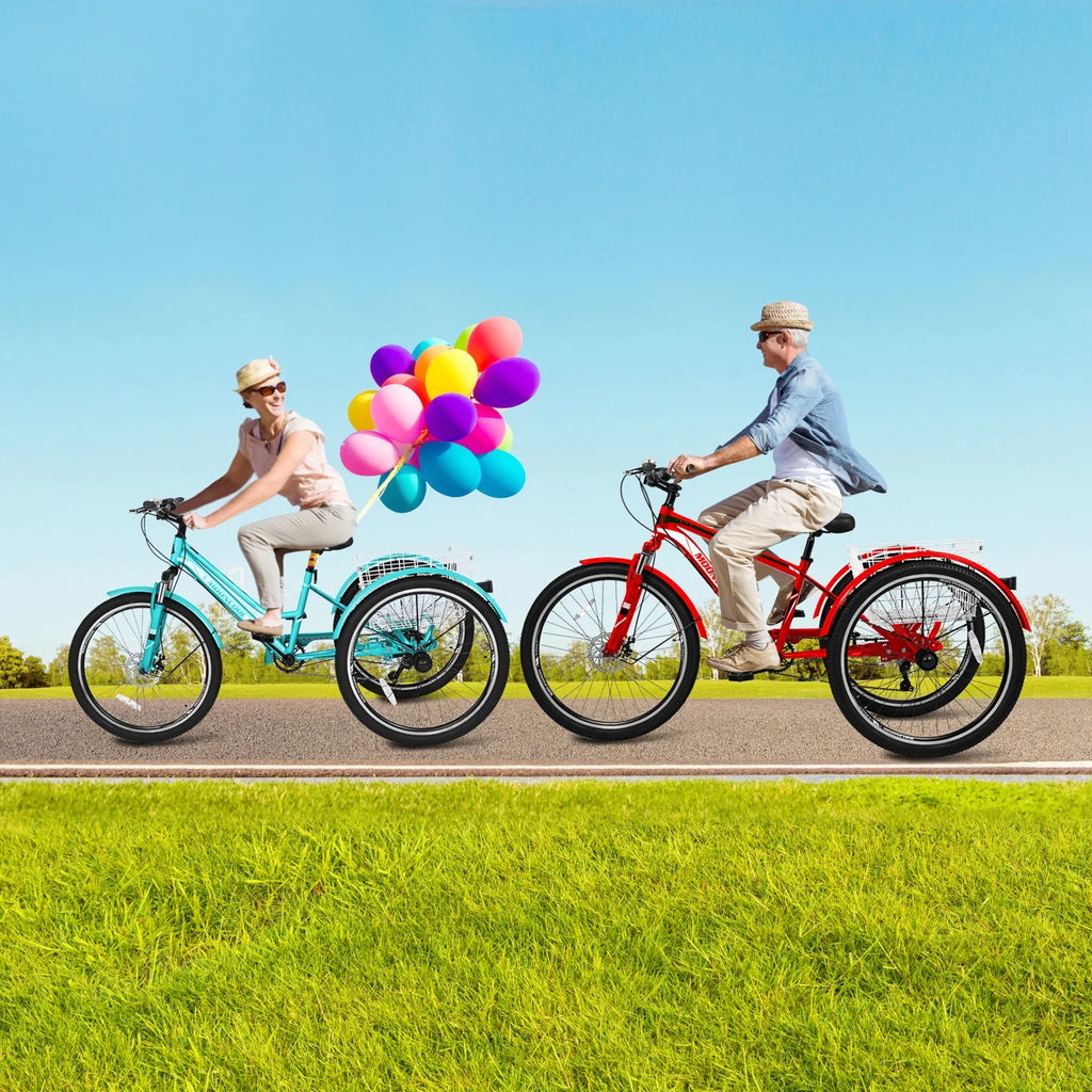 24/26/27.5 Inch 7 Speed Three Wheel Tricycle with Cargo Basket G9318