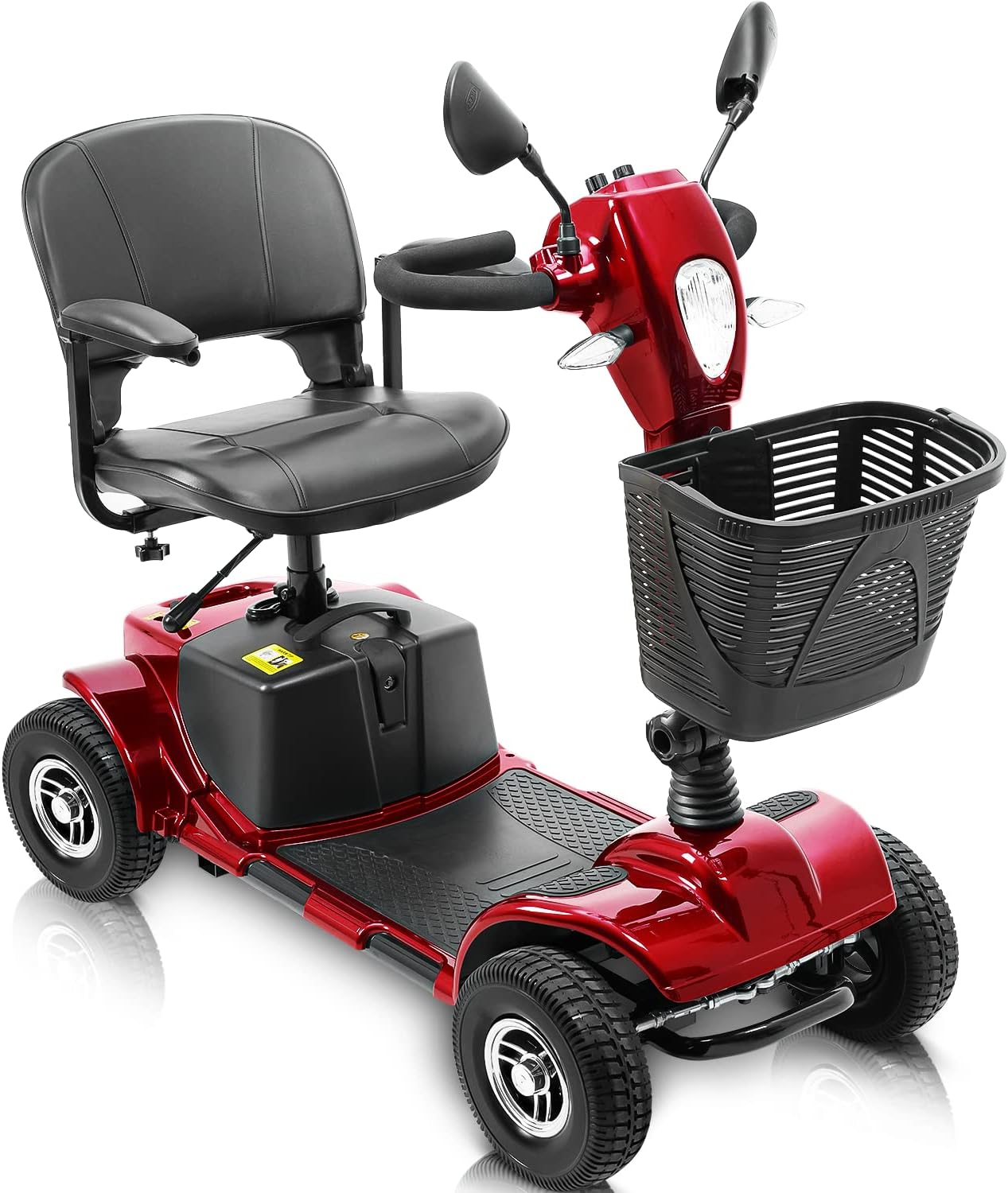 4 Wheel Mobility Scooter with Lights Collapsible Compact Travel Basket Extended Battery P168