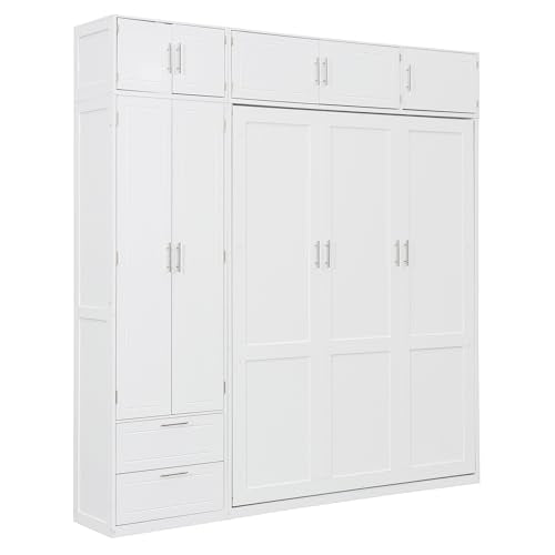 Gray Wood Twin Murphy Bed with Light and USB D346