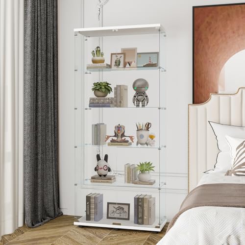 4-Tier Glass Display Cabinet with Locks, White H995