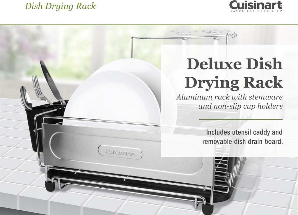 Stainless Steel Dish Drying Rack with Utensil Caddy and Draining Board Y6736