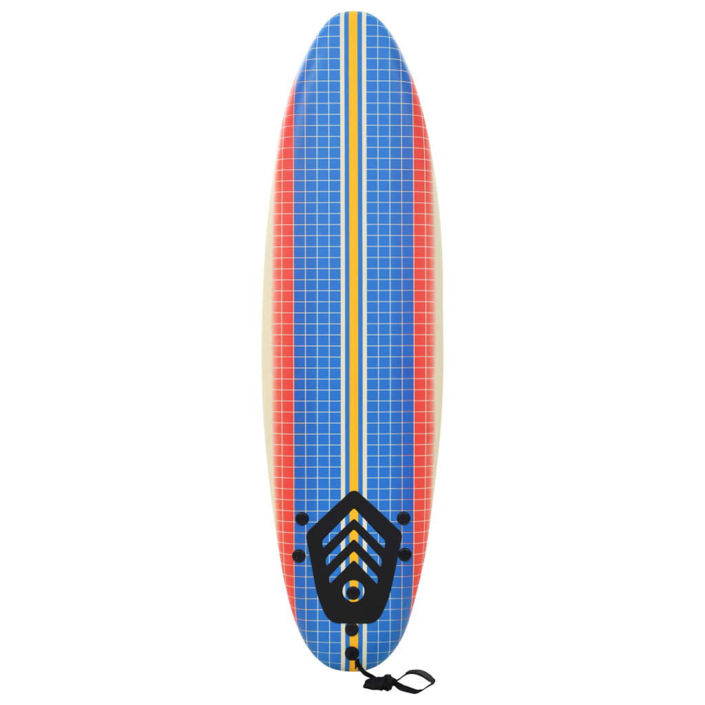 Surfboard with Leash and Plastic Fins 66.9 x 18.4 x 3.1 Inches W9233