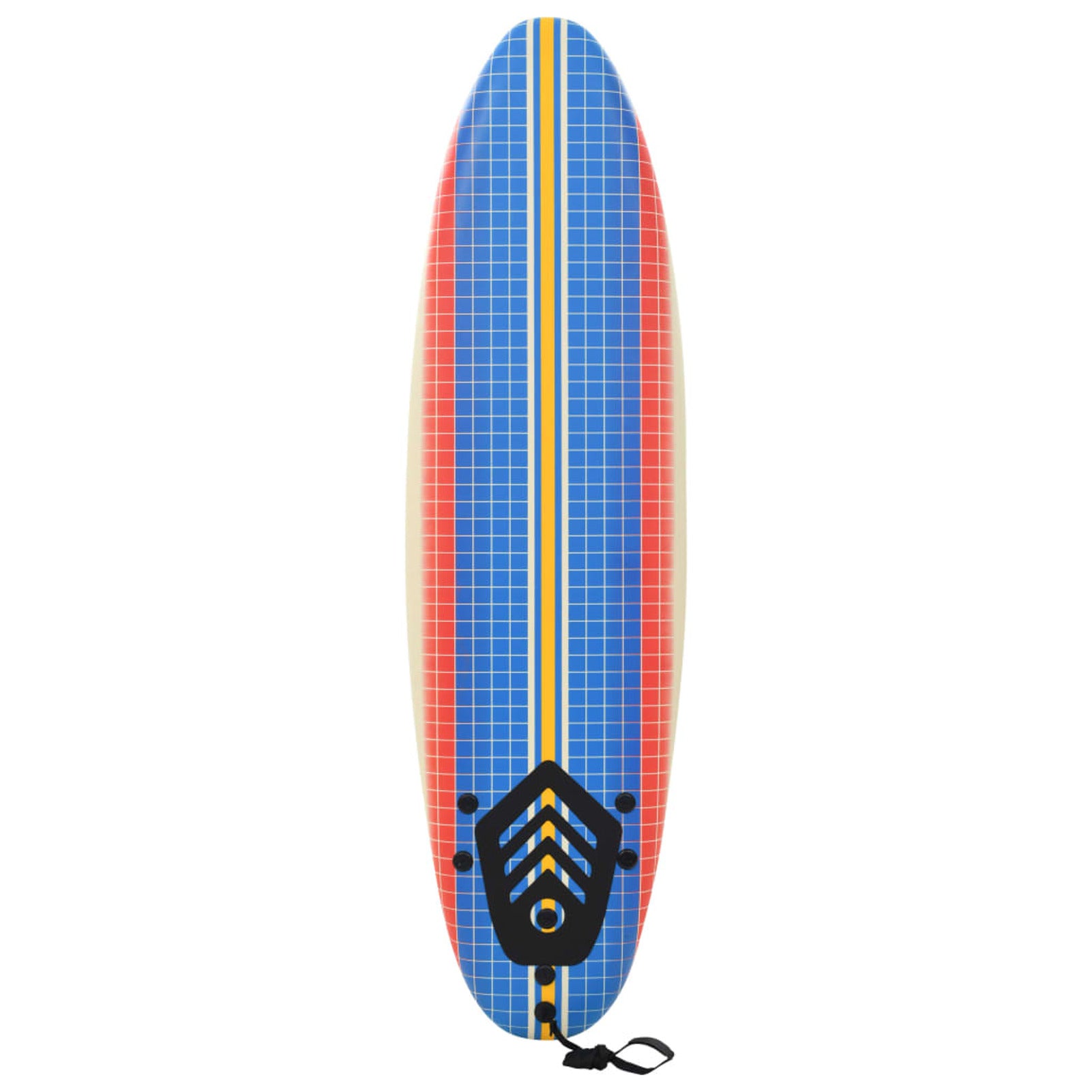 Surfboard with Leash and Plastic Fins 66.9 x 18.4 x 3.1 Inches W9233