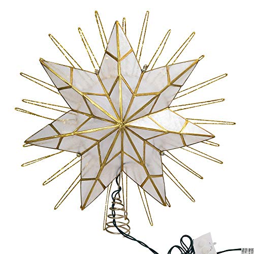 12" Gold Lighted Capiz Tree Topper Star Z7855
