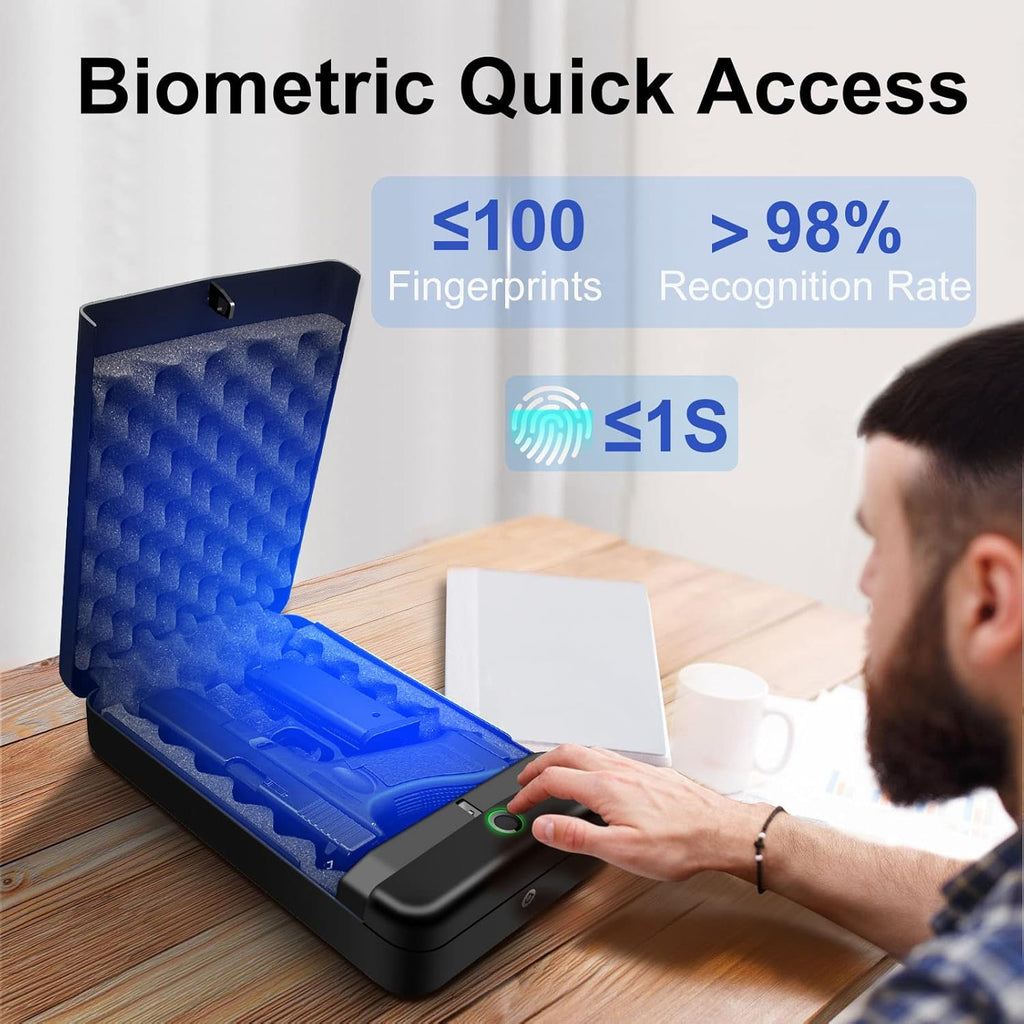Biometric Fingerprint Quick Access Portable Pistol Safe Q79844