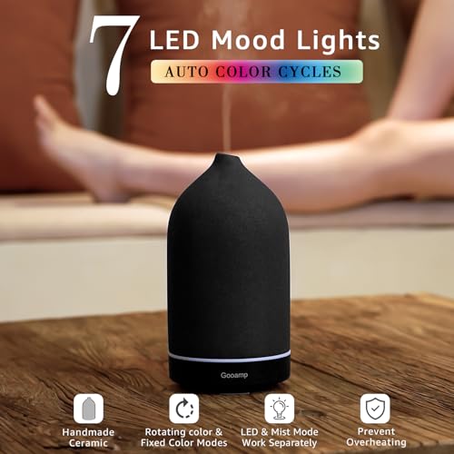200ML Ceramic Essential Oil Diffuser with 7 Color Lights Auto Shut Off H372