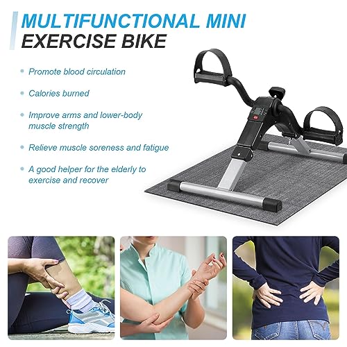 Folding Pedal Exerciser Under Desk Bike Pedal Exerciser with LCD Monitor R7117