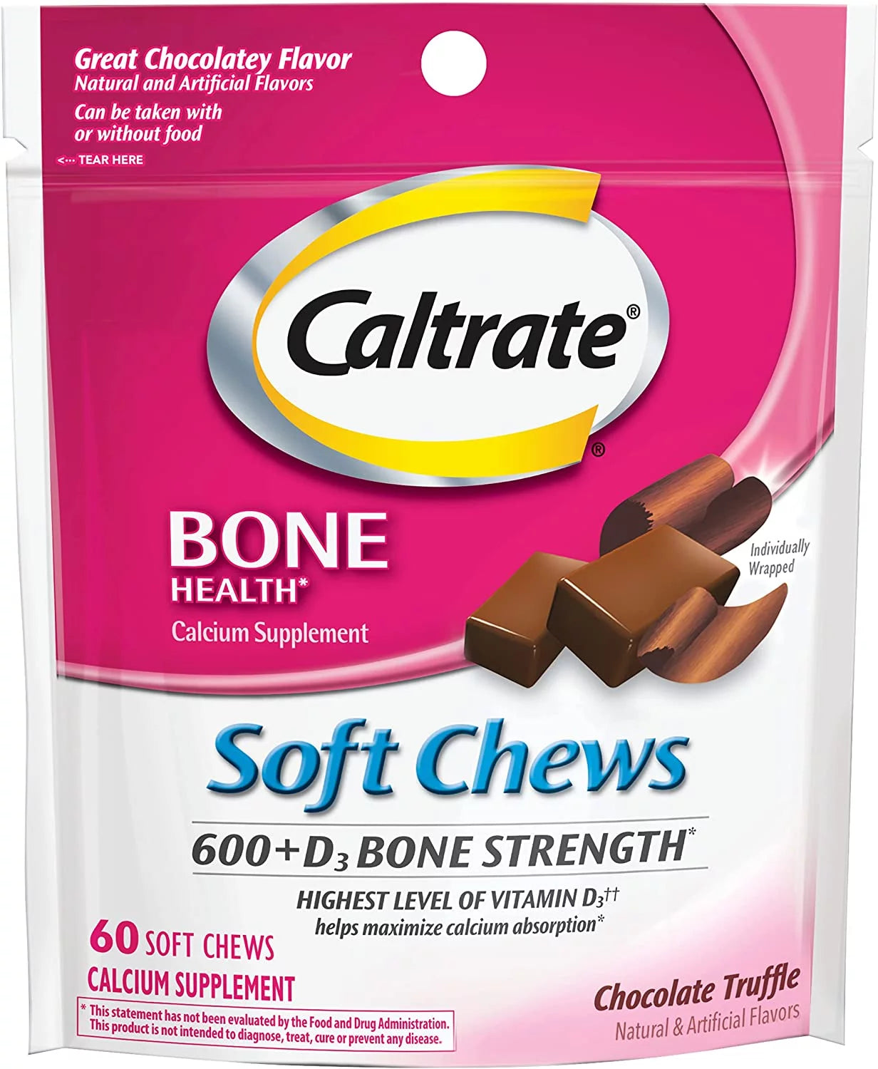 Calcium & Vitamin D Soft Chews Chocolate Truffle 60 Each (Pack of 6) T86950