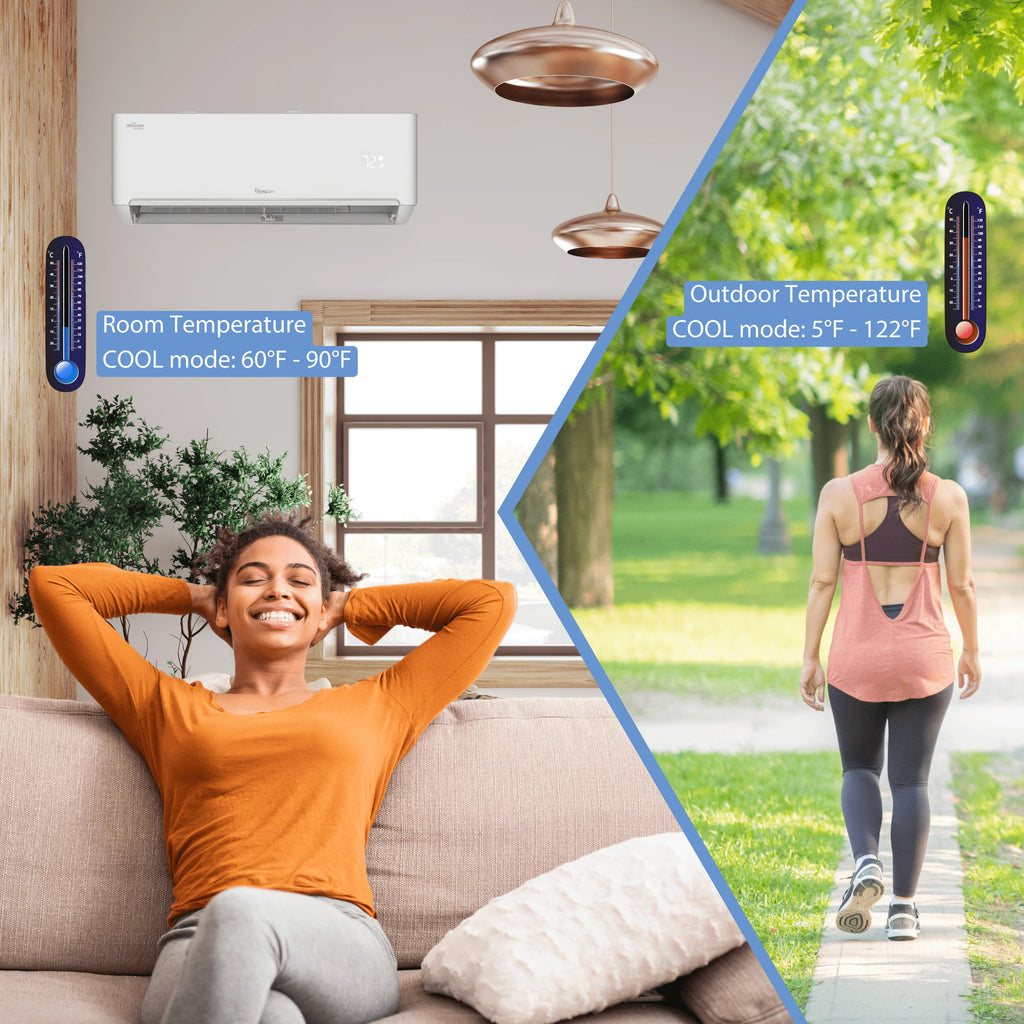 12,000 BTU 23 SEER2 Ductless Mini-Split Air Conditioner Heat Pump System 220V E3931