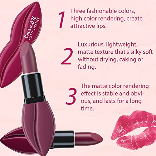5Pcs Dark Light Bright Red Matte Lipstick Pack Sets E32357
