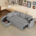 Dark Gray L-Shape Modular Sectional Sofa with Ottoman B894