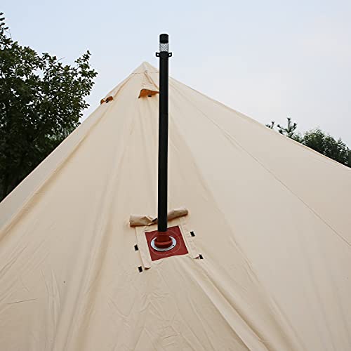 Beige Large Waterproof Cotton Canvas Bell Tent with Roof Stove Jack Hole U492491