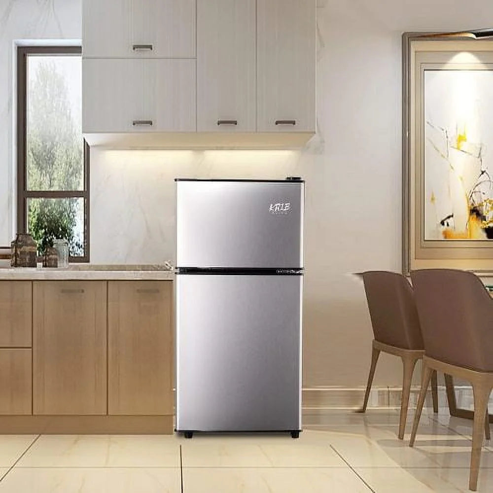 Silver Compact Mini Fridge with Freezer and 2 Door P477417