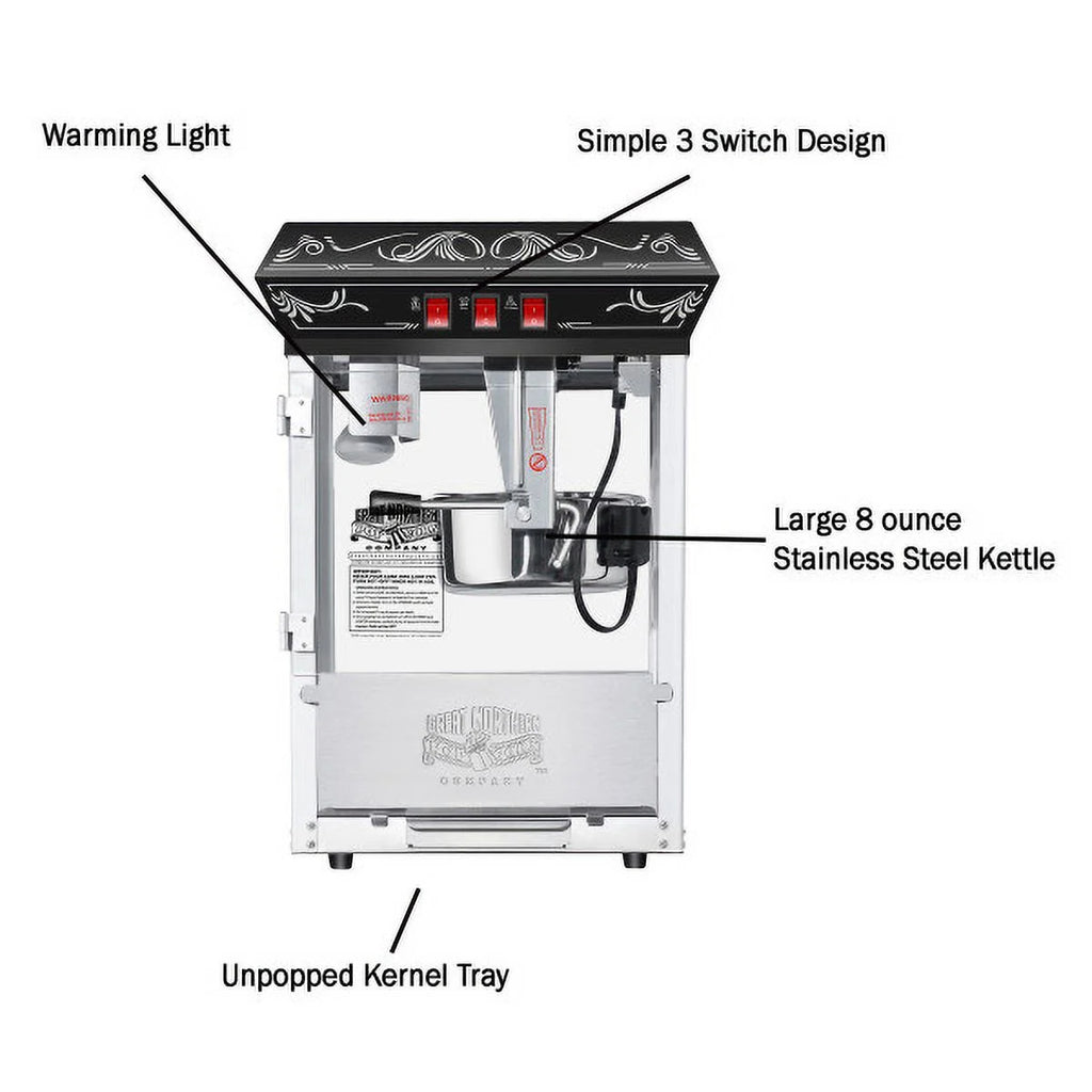 Black 8oz Kettle Popcorn Machine X882