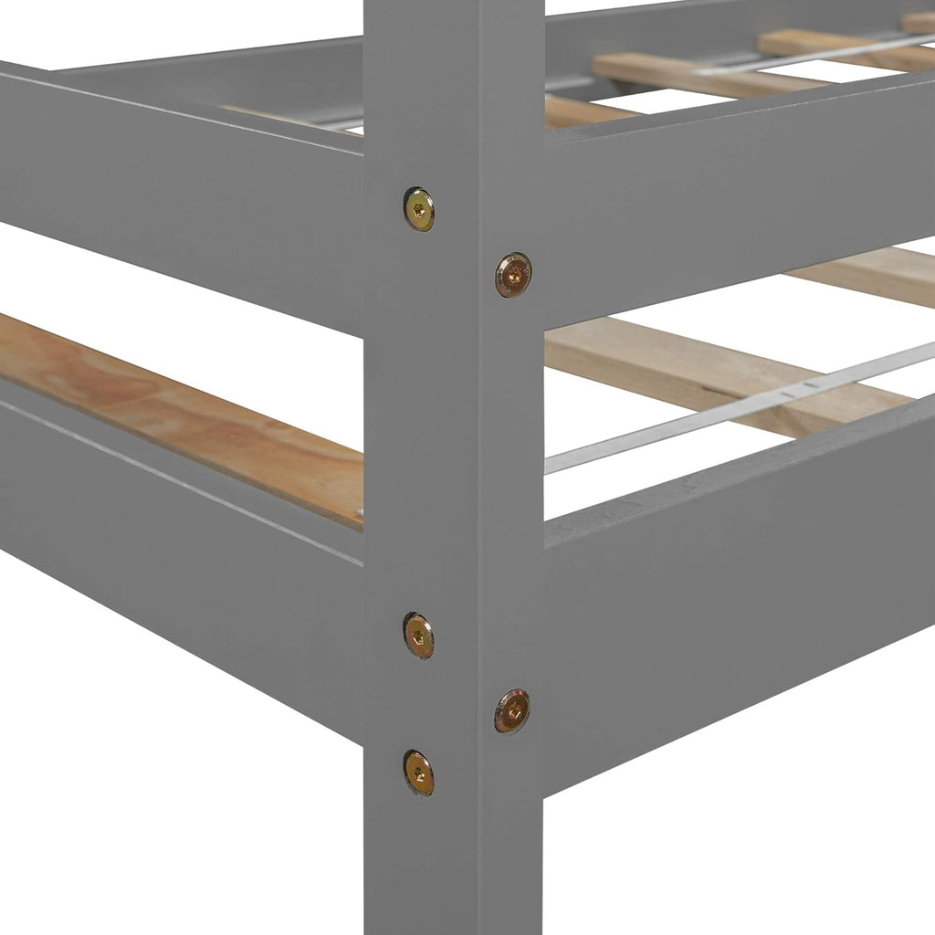 Gray Twin Low Loft Bed with Desk E145973