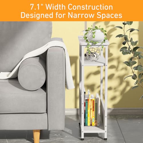 Faux White Marble 3 Tier Narrow Side Table C945820
