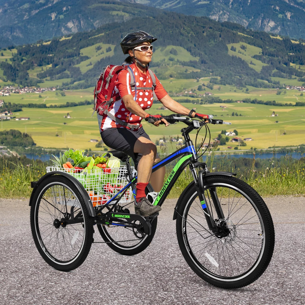 24/26/27.5 Inch 7 Speed Three Wheel Tricycle with Cargo Basket G9318