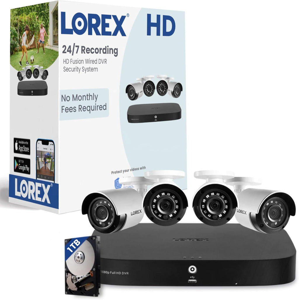 8 Channel 4 Analog Metal Bullet Security Camera System with 1TB DVR X698137