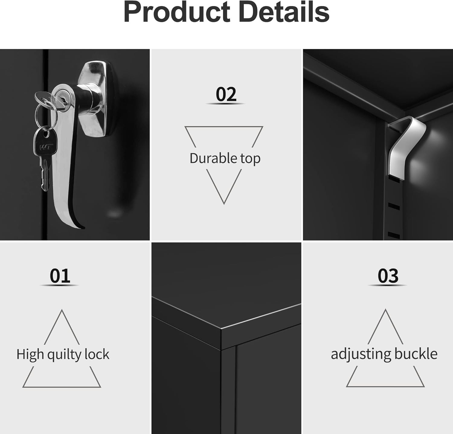 Black Locking Metal Storage Cabinet with Adjustable Shelves, W36'' x D18'' x H41.6'' K330140