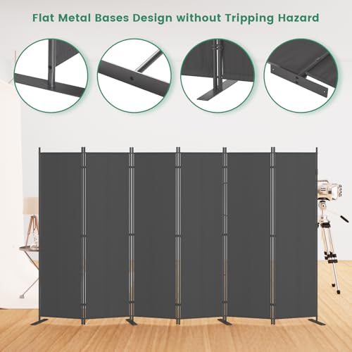 8-Panel 6 ft Tall Indoor Folding Room Divider, Dark Grey T34309