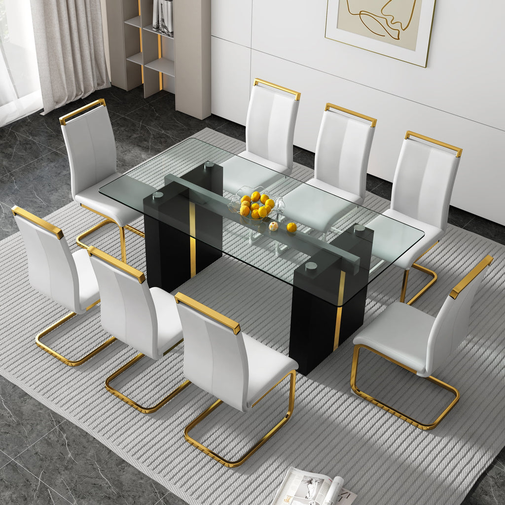 Large Rectangular Glass Table with Tempered Glass Top and MDF Legs E52374