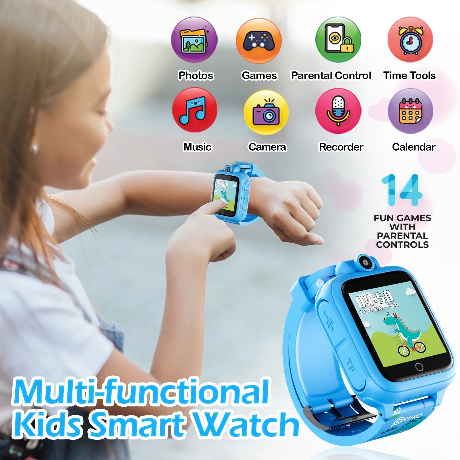 10" Android Kids Tablet and Smart Watch Bundle 64GB, Blue H604