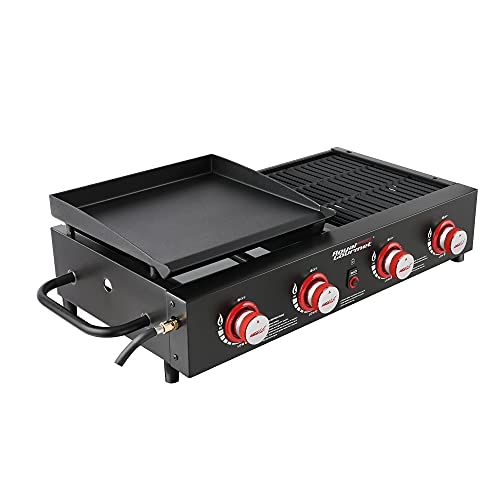 4-Burner Portable Propane Gas Grill and Griddle Combo, Black O882