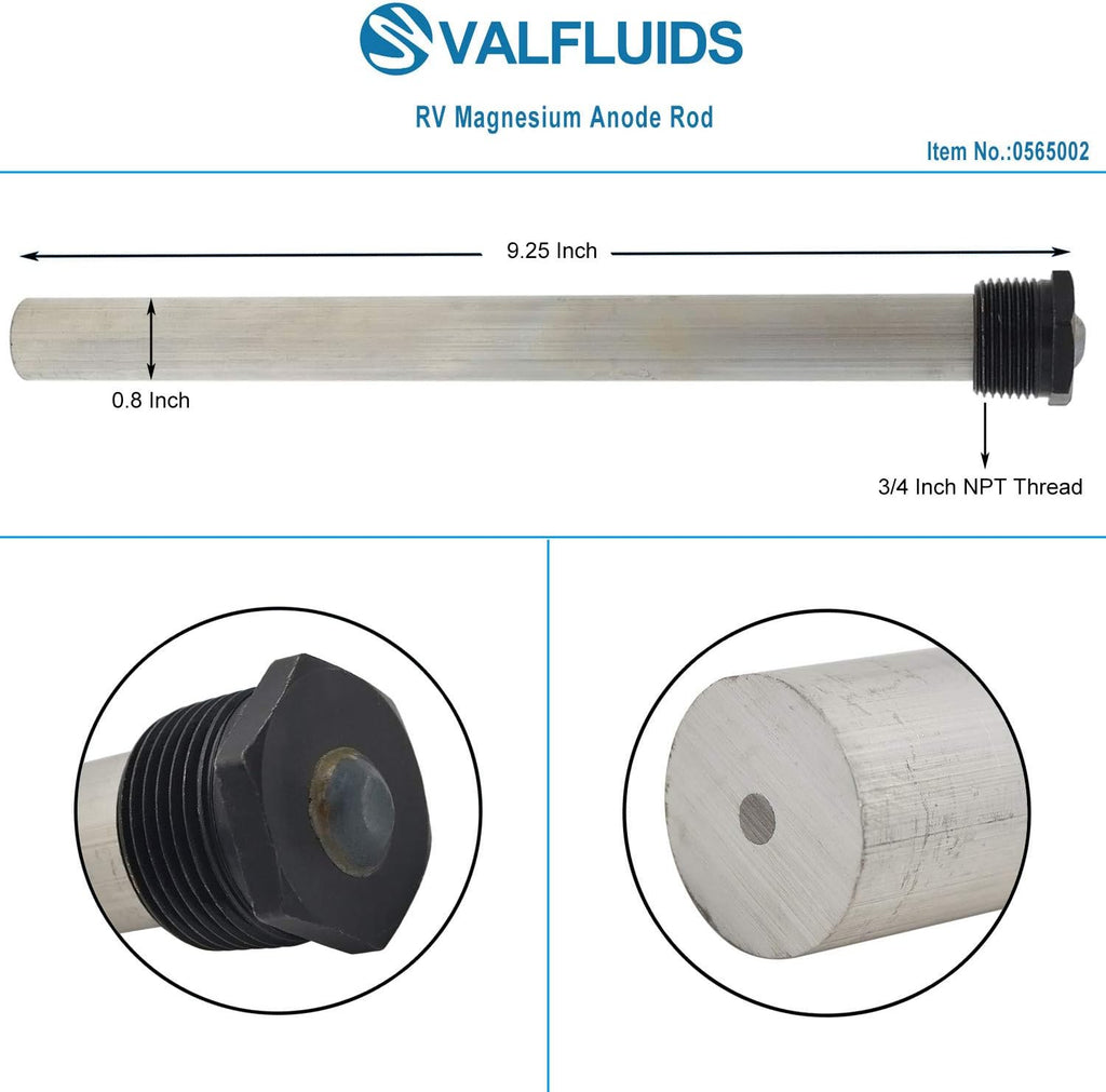 Magnesium Anode Rod with PTFE Thread Seal Tape, 9.25L x 3/4 NPT - 2 Pack Y824866