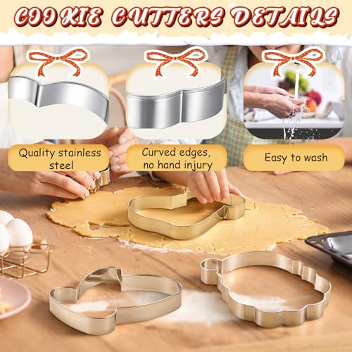 6 Pcs Large Stainless Steel Christmas Cookie Cutters Z631