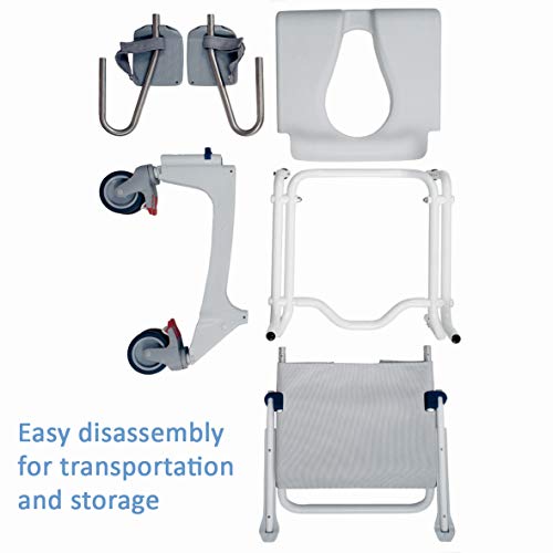 Shower and Commode Chair with Collection Pan, Lid and Pan Support Guide Rail L789