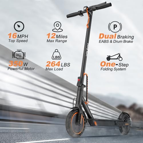 Electric Scooter, 350W, 8.5" Tires, 12 Miles Range, 16Mph, Folding E-Scooter with Dual Braking U54862