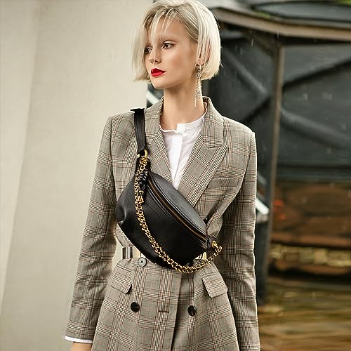 Genuine Leather Waist Packs with Chain Straps K53045