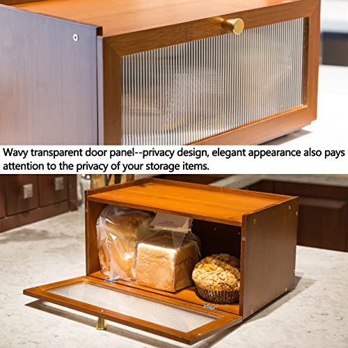 Large Farmhouse Bamboo Bread Box with Window E206869