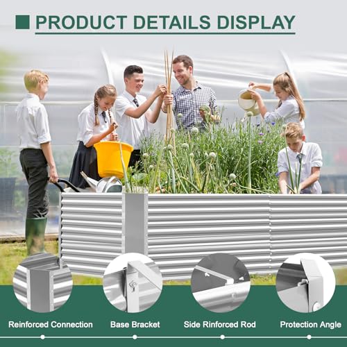 8x4x3ft Rectangular Galvanized Raised Garden Beds B108