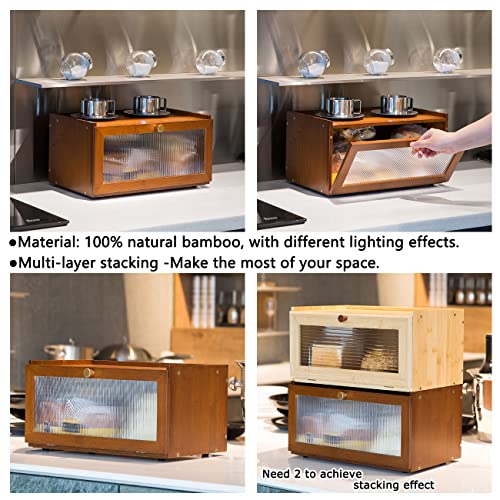 Large Farmhouse Bamboo Bread Box with Window E206869