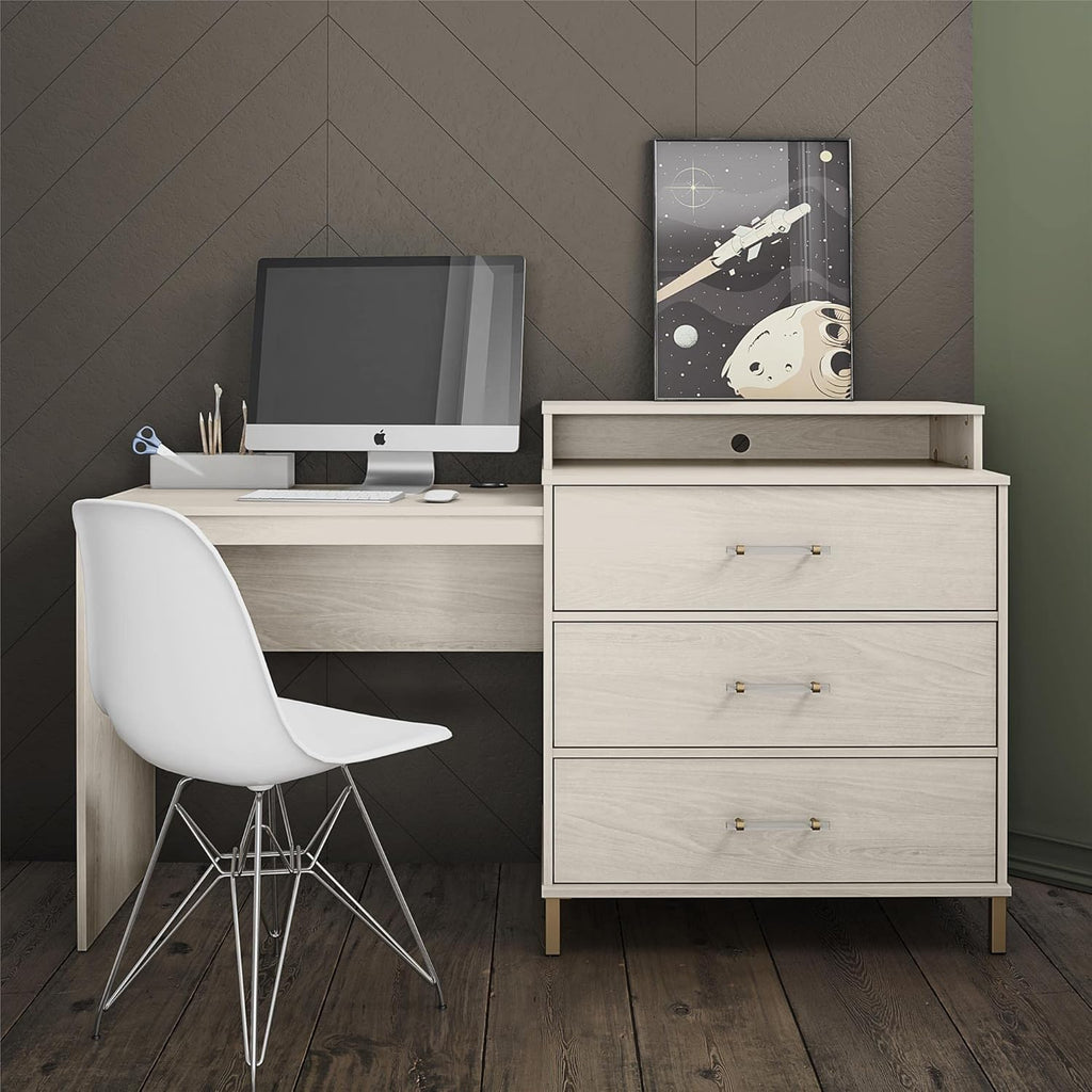 White Oak Dresser/Desk Combo with Wireless-charger D343