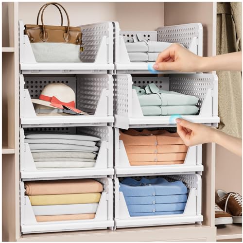White Stackable Closet Storage Basket K2378