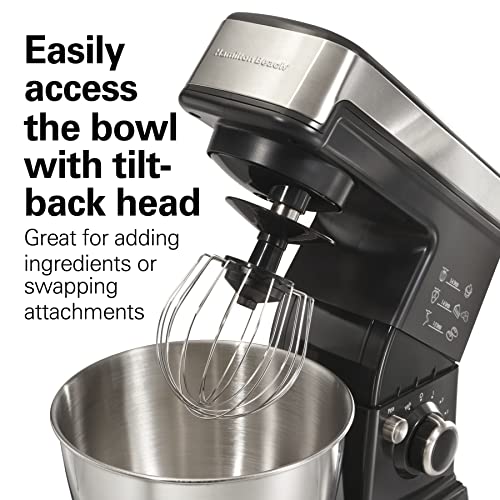 6 Speed Electric Stand Mixer with Stainless Steel 3.5 Quart Bowl, Black B88040