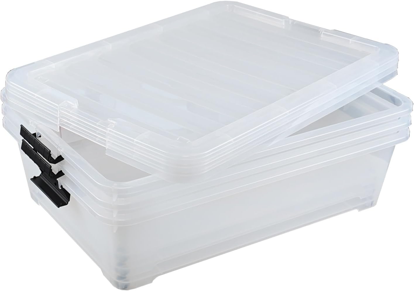 3 Packs Large Clear 50 L Plastic Under Bed Storage Container Bins with Wheels J92769